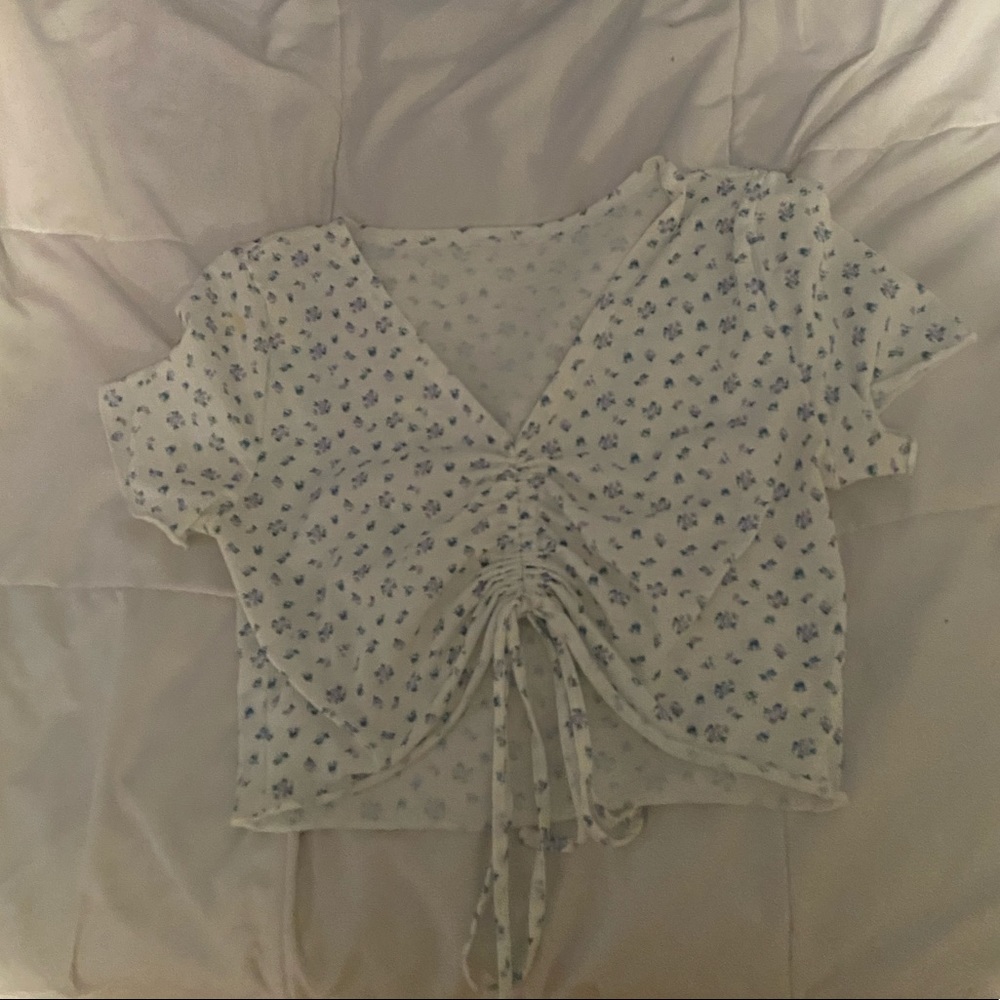 floral cinch front top